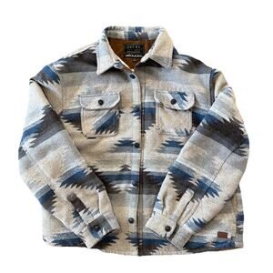 JACHS New York Men Jacket XXL Aztec Wool Blend Shacket Sherpa Lined Western Gray